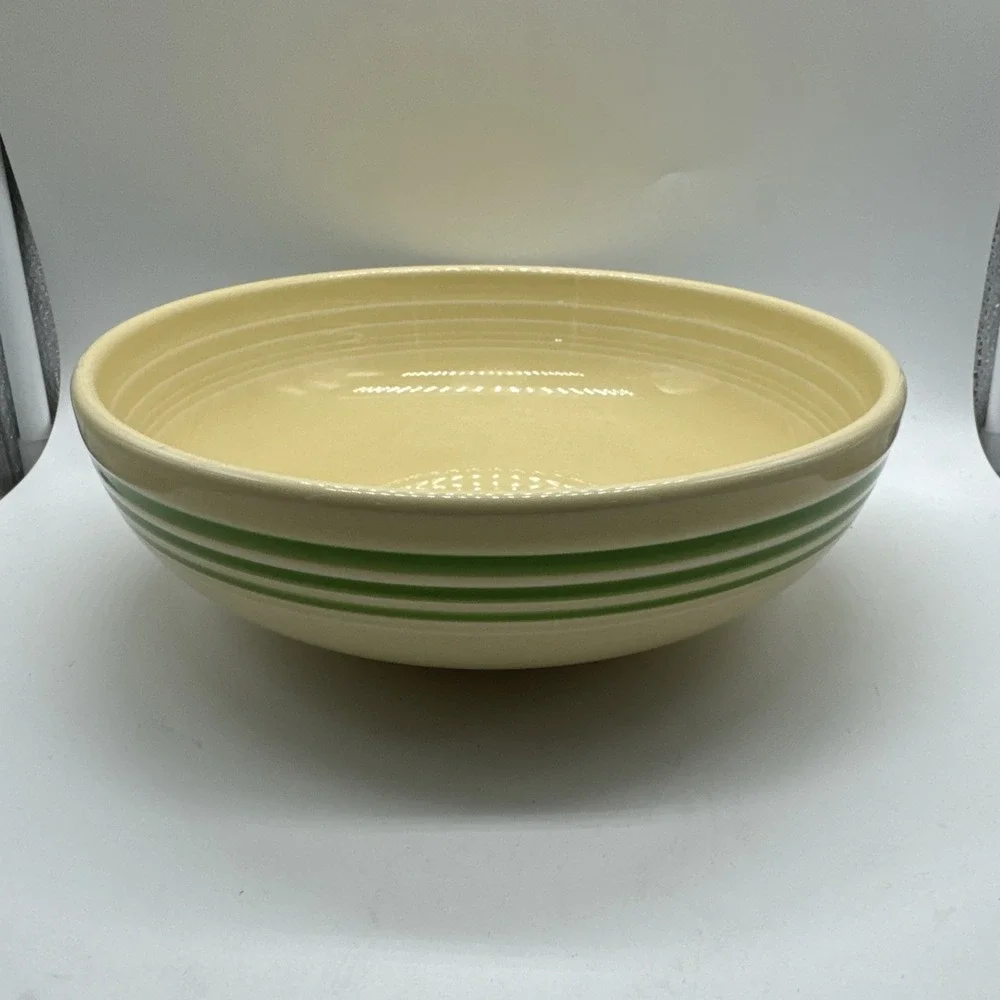 Fiestaware Retro Green Stripe Large Bistro Bowl HLCCA Exclusive 68 oz Ivory